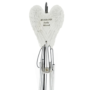 Husband Sadly Missed Guardian Angel Wings Wind Chime