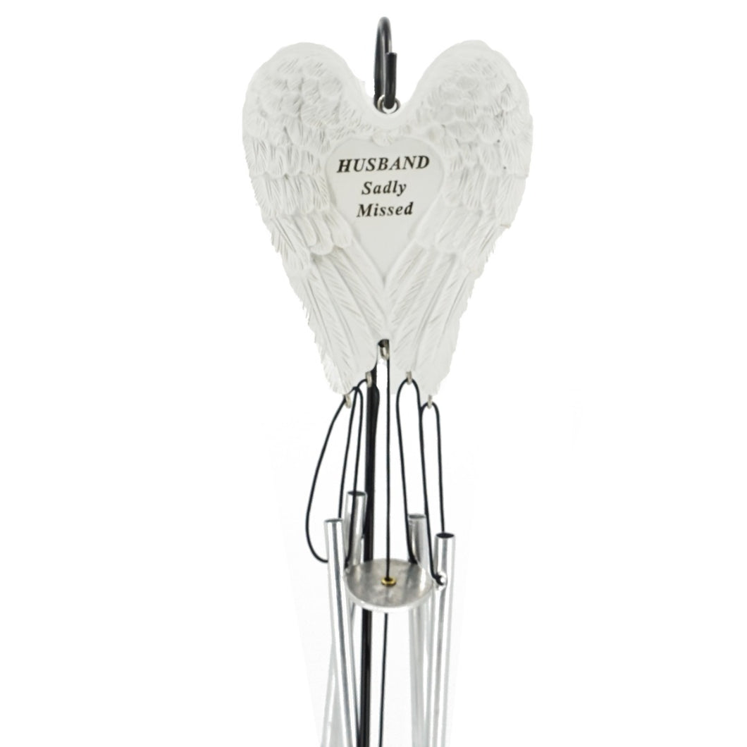 Husband Sadly Missed Guardian Angel Wings Wind Chime
