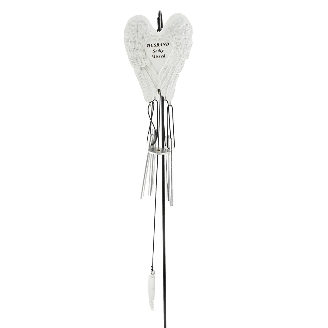 Husband Sadly Missed Guardian Angel Wings Wind Chime