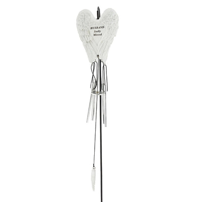 Husband Sadly Missed Guardian Angel Wings Wind Chime