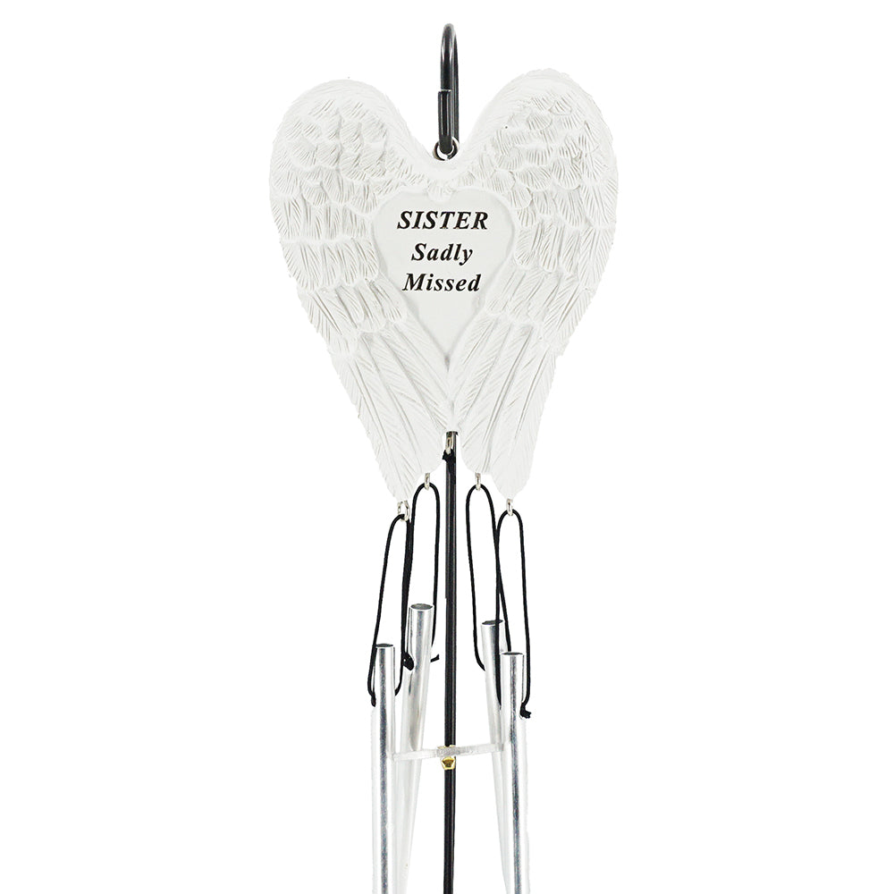 Sister Sadly Missed Guardian Angel Wings Wind Chime