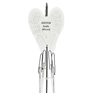 Sister Sadly Missed Guardian Angel Wings Wind Chime