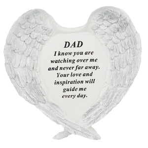 Dad Guardian Angel Heart Wings Graveside Memorial Plaque