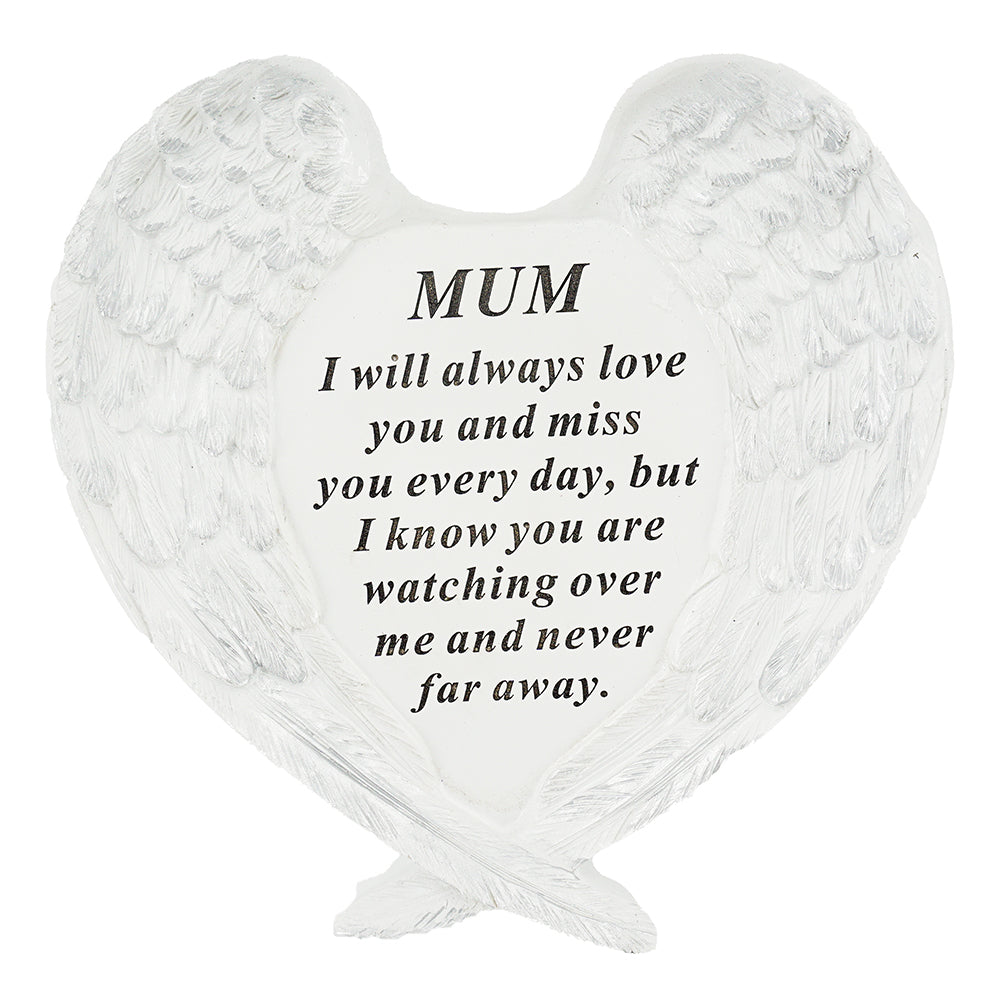 Mum Guardian Angel Heart Wings Graveside Memorial Plaque