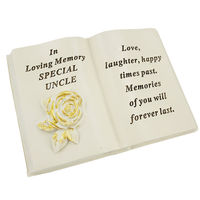 Special Uncle Brushed Gold Rose Memorial Book