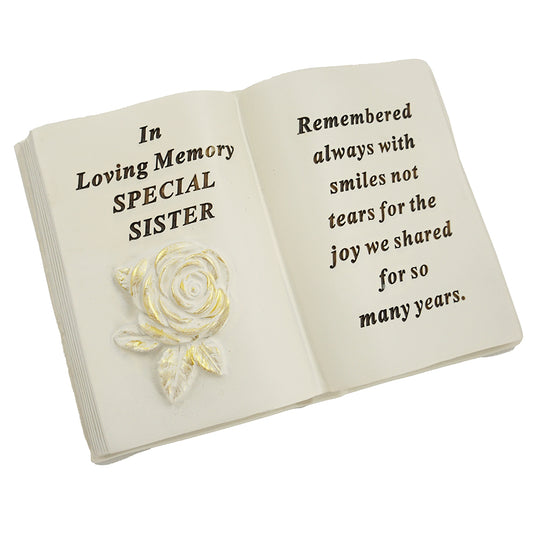 Special Sister Brushed Gold Rose Memorial Book