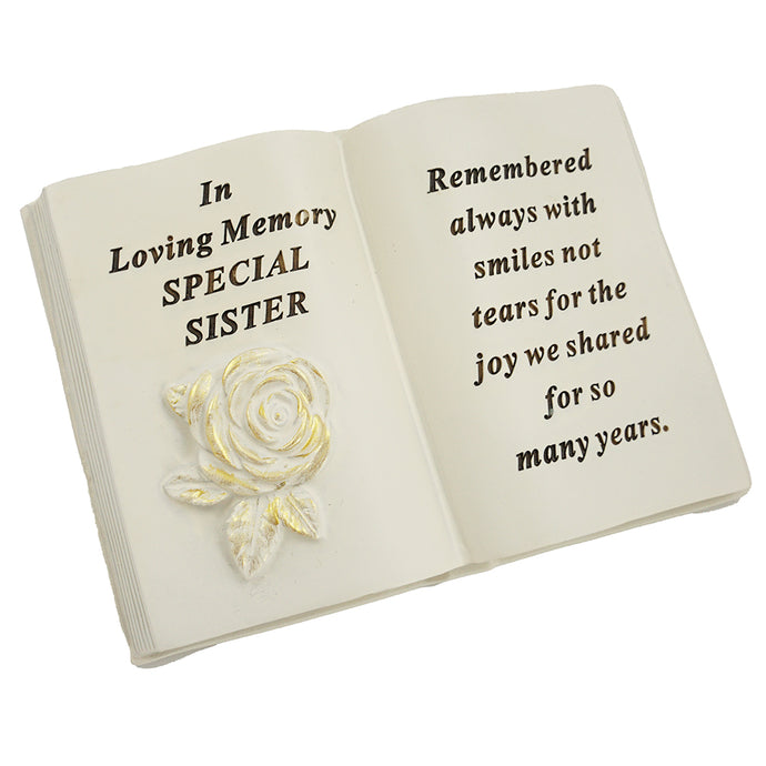 Special Sister Brushed Gold Rose Memorial Book