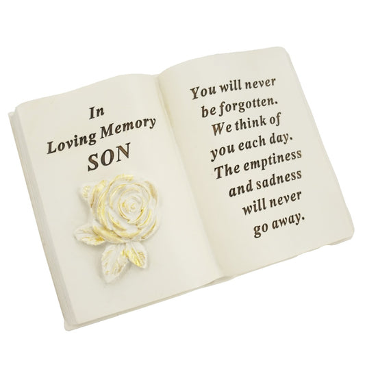 Special Son Brushed Gold Rose Memorial Book