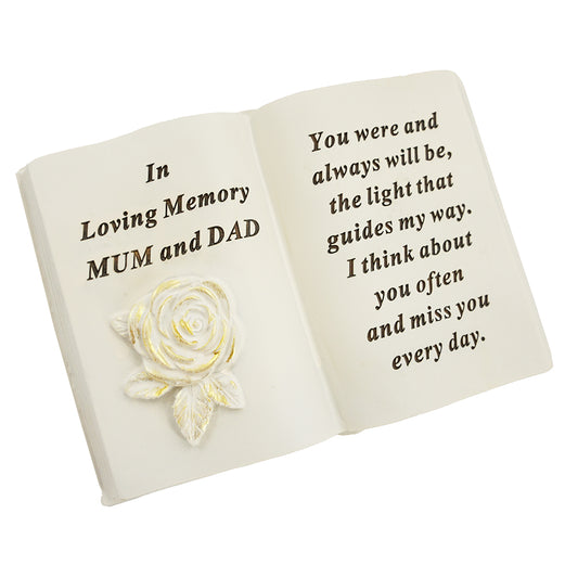 Mum and Dad brushed gold rose memorial book