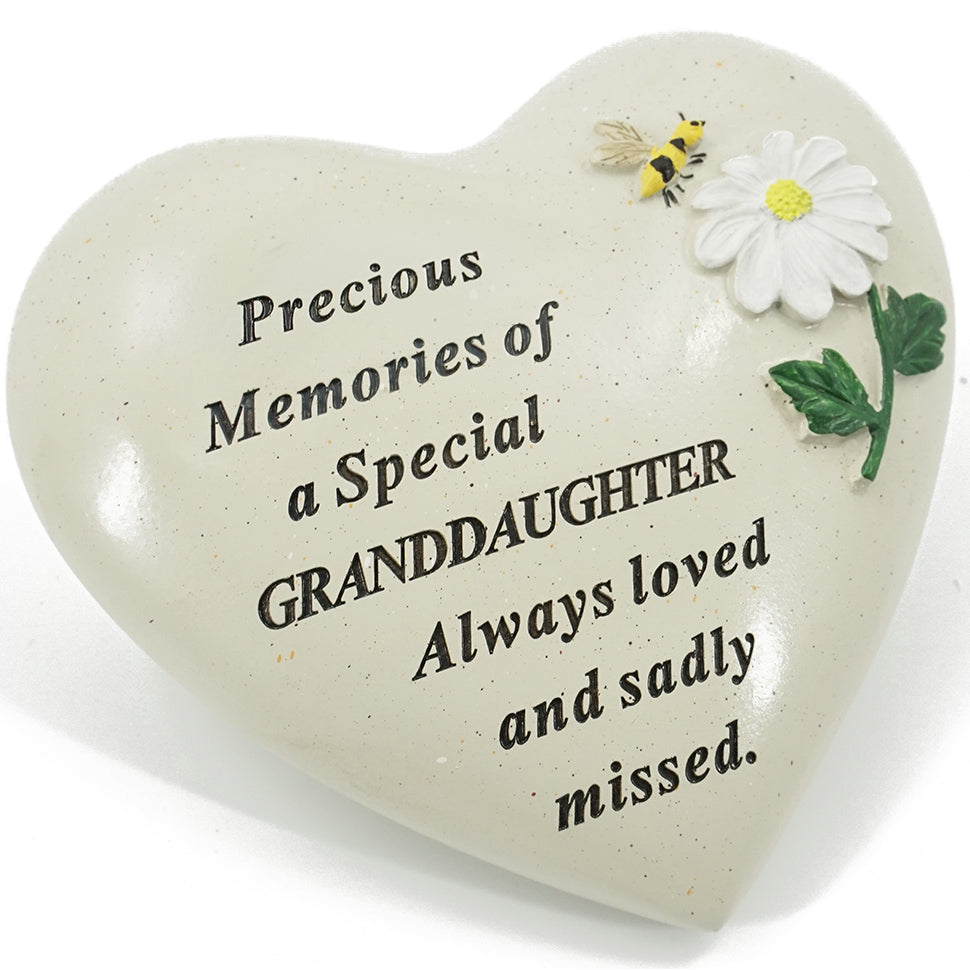 Special Granddaughter Daisy Flower & Bumble Bee Memorial Graveside Heart
