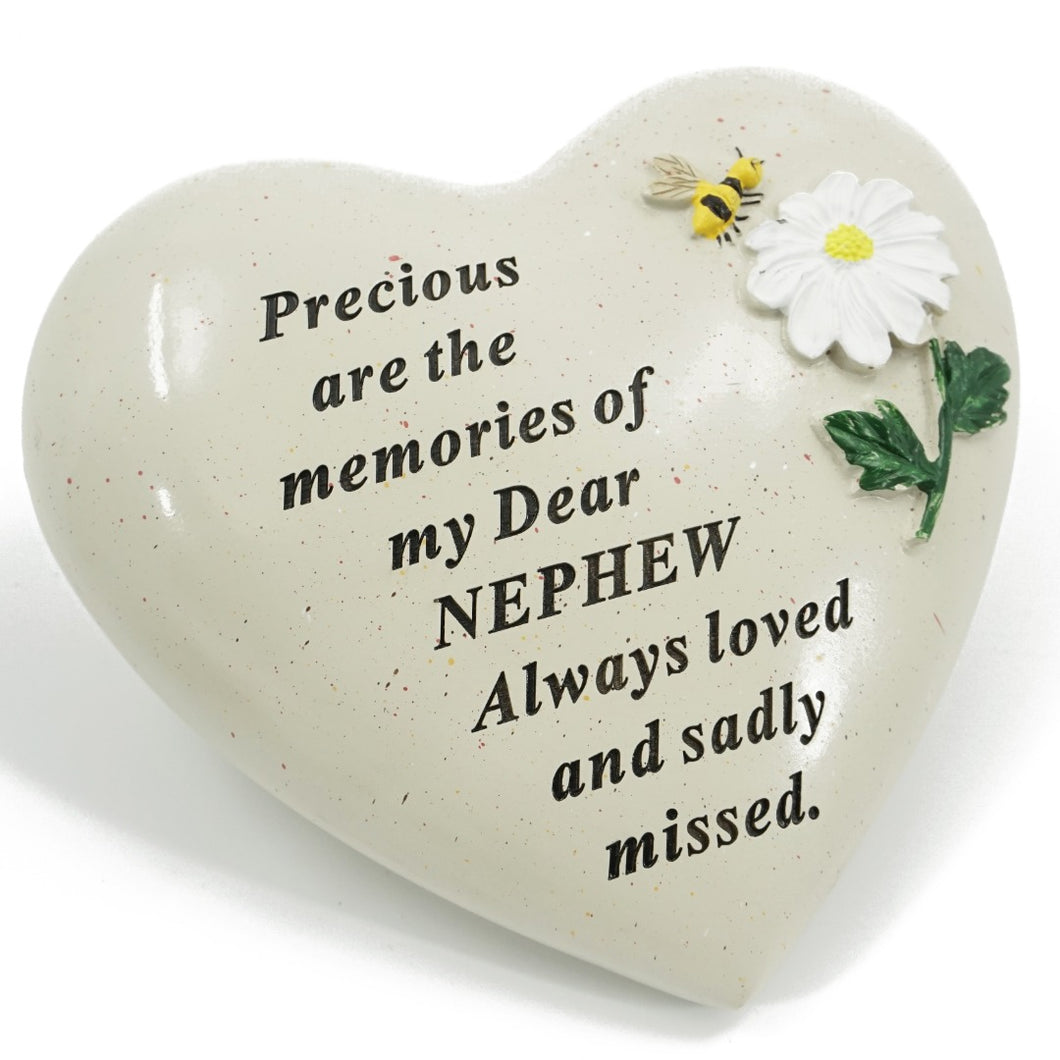 Special Nephew Daisy Flower & Bumble Bee Memorial Graveside Heart