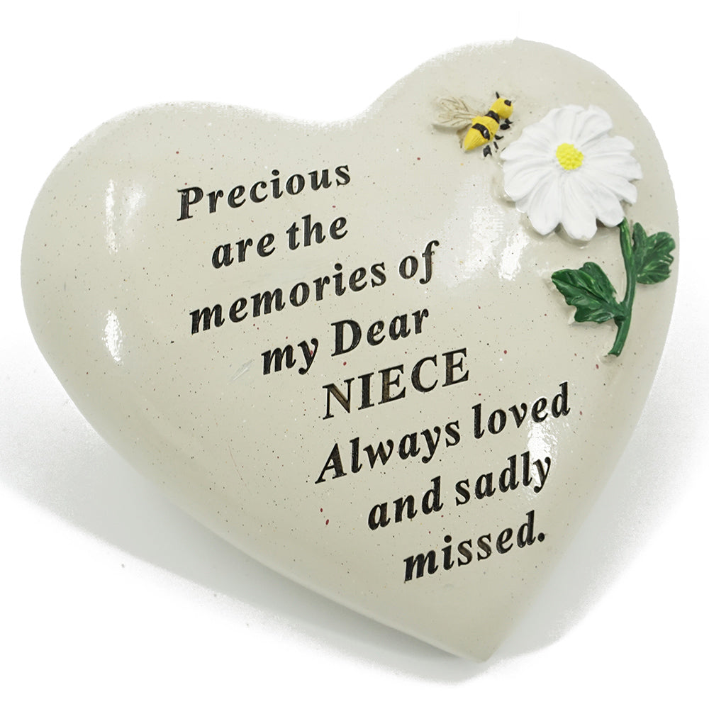 Special Niece Daisy Flower & Bumble Bee Memorial Graveside Heart