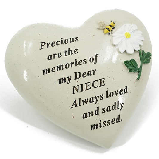 Special Niece Daisy Flower & Bumble Bee Memorial Graveside Heart