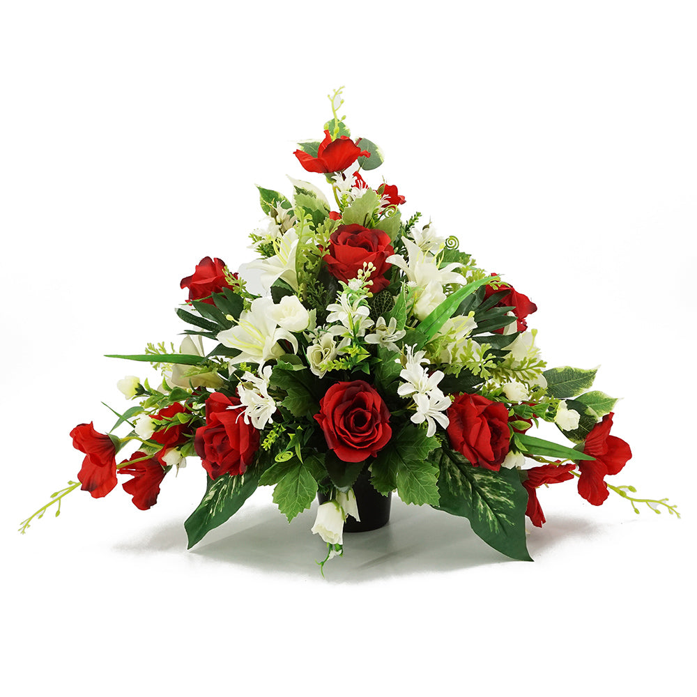 Ariel Large Red Rose Artificial Flower Memorial Arrangement