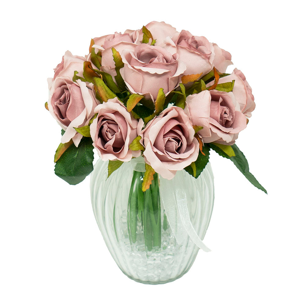 Blush Pink Bud Rose Artificial Flower Arrangement