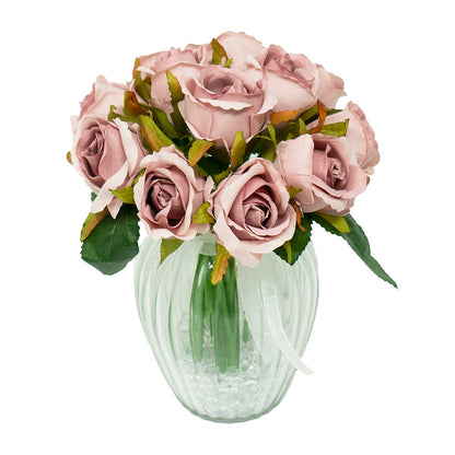 Blush Pink Bud Rose Artificial Flower Arrangement