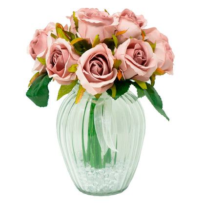 Blush Pink Bud Rose Artificial Flower Arrangement