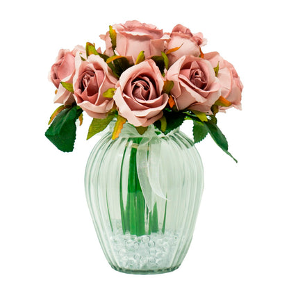 Blush Pink Bud Rose Artificial Flower Arrangement