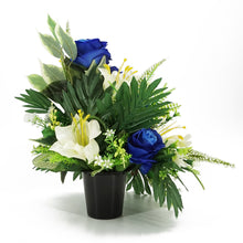 Load image into Gallery viewer, Piper Blue Rose &amp; Lily Artificial Flower Memorial Arrangement
