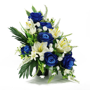 Piper Blue Rose & Lily Artificial Flower Memorial Arrangement