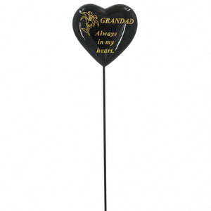 Special Grandad Black & Gold Lily Heart Remembrance Stick
