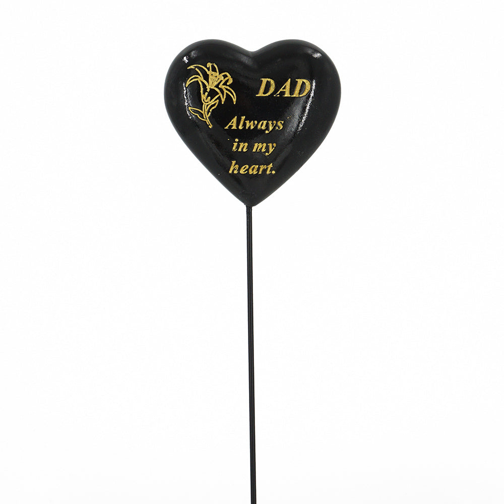 Special Dad Black & Gold Lily Heart Remembrance Stick