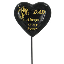 Load image into Gallery viewer, Special Dad Black &amp; Gold Lily Heart Remembrance Stick
