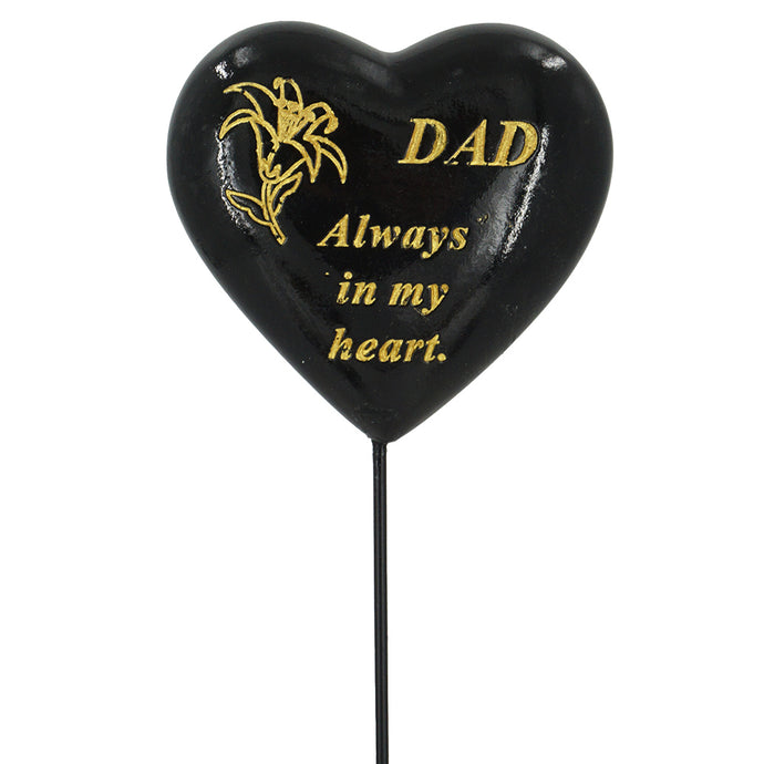 Special Dad Black & Gold Lily Heart Remembrance Stick