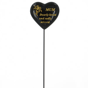 Special Mum Black & Gold Lily Heart Remembrance Stick