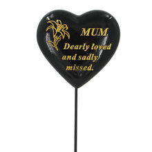 Load image into Gallery viewer, Special Mum Black &amp; Gold Lily Heart Remembrance Stick