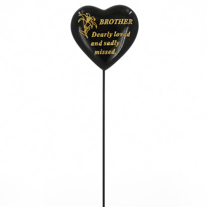 Special Brother Black & Gold Lily Heart Remembrance Stick