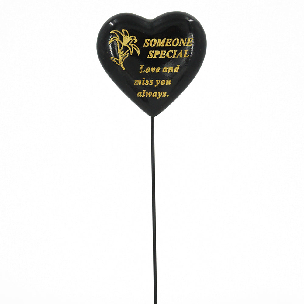 Someone Special Black & Gold Lily Heart Remembrance Stick