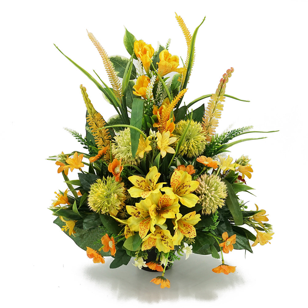 Jada Alstroemeria Yellow Artificial Flower Memorial Arrangement