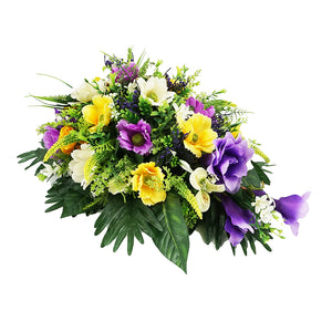 Purple & Yellow Lily Daisy Artificial Teardrop Flower Arrangement