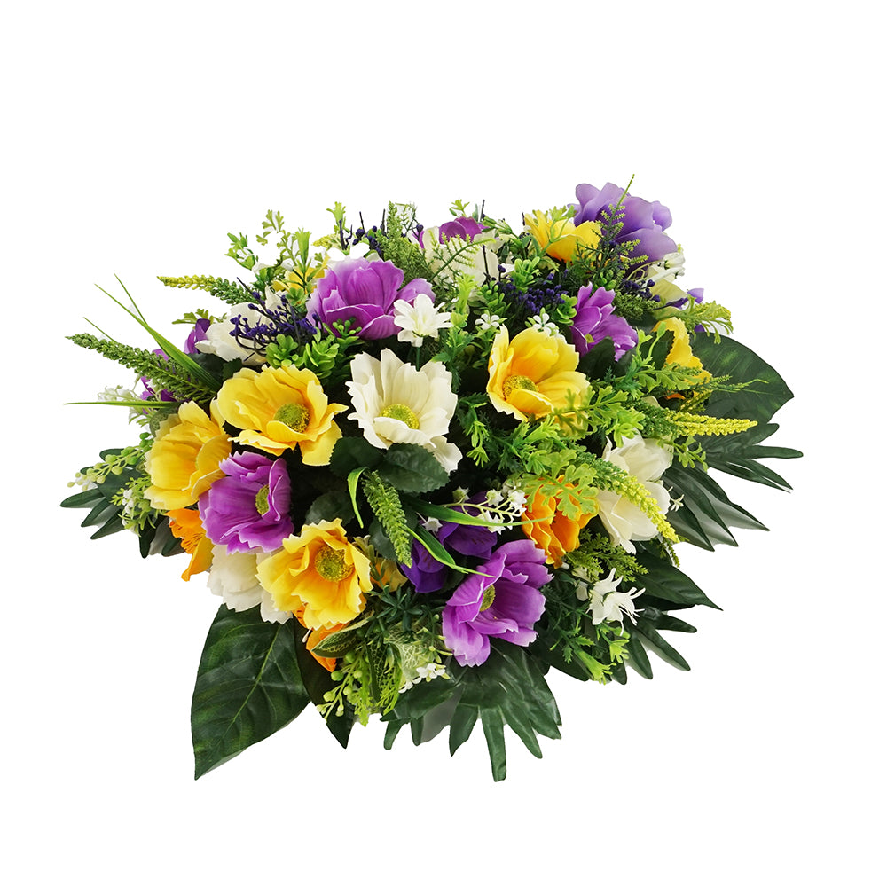 Purple & Yellow Lily Daisy Artificial Teardrop Flower Arrangement