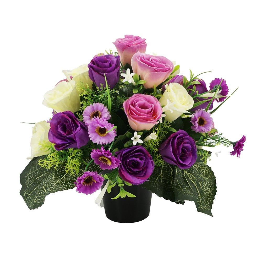 Mauve Artificial Flower Purple Rose Memorial Arrangement