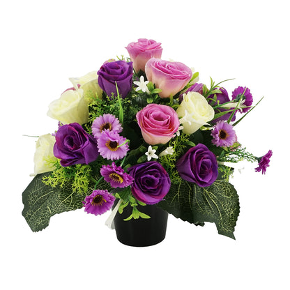 Mauve Artificial Flower Purple Rose Memorial Arrangement