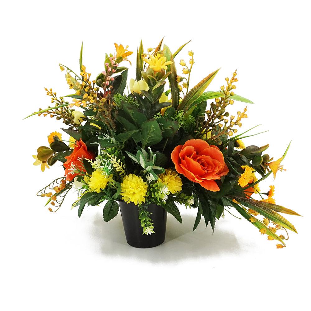 Mango Artificial Flower Orange Rose Memorial Arrangement
