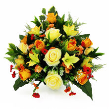 Load image into Gallery viewer, Nemo Orange Yellow Rose Artificial Flower Memorial Arrangement
