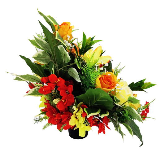 Nemo Orange Yellow Rose Artificial Flower Memorial Arrangement