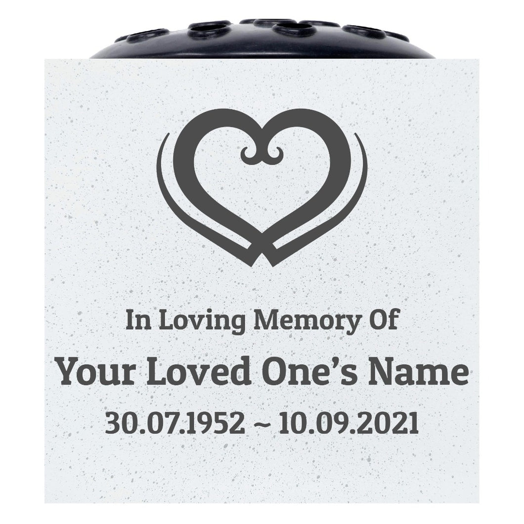 Personalised Engraved In Loving Memory Heart #2 Grave Memorial Flower Pot Vase