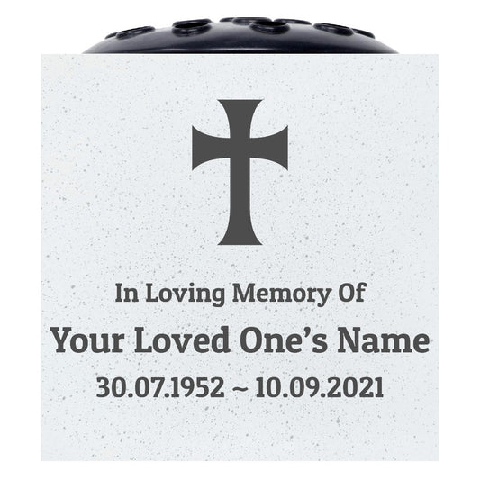 Personalised Engraved In Loving Memory Cross #1 Grave Memorial Flower Pot Vase