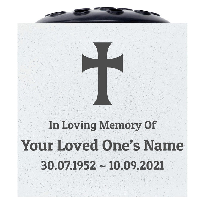 Personalised Engraved In Loving Memory Cross #1 Grave Memorial Flower Pot Vase