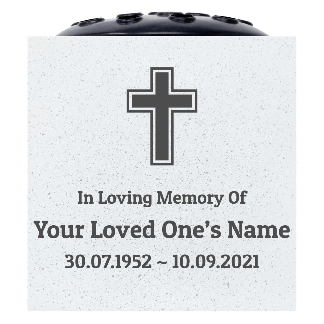 Personalised Engraved In Loving Memory Cross #2 Grave Memorial Flower Pot Vase