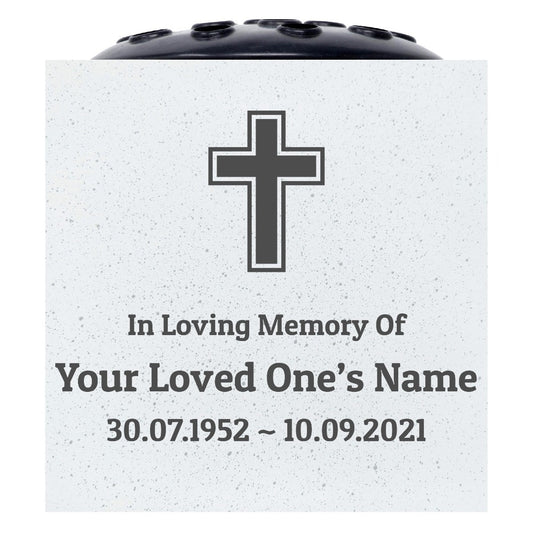 Personalised Engraved In Loving Memory Cross #2 Grave Memorial Flower Pot Vase