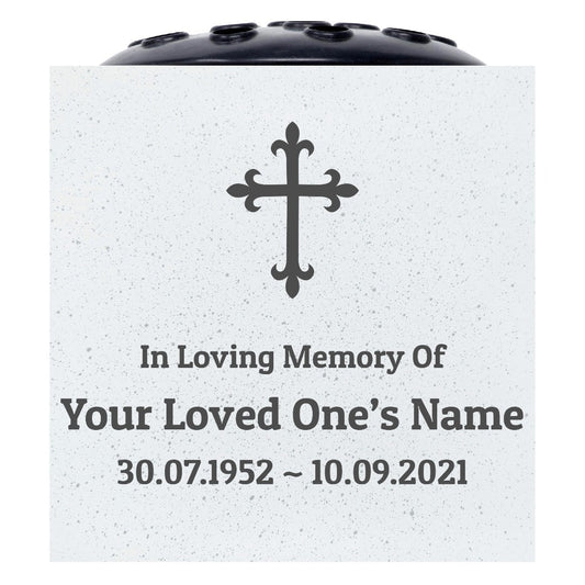 Personalised Engraved In Loving Memory Cross #3 Grave Memorial Flower Pot Vase