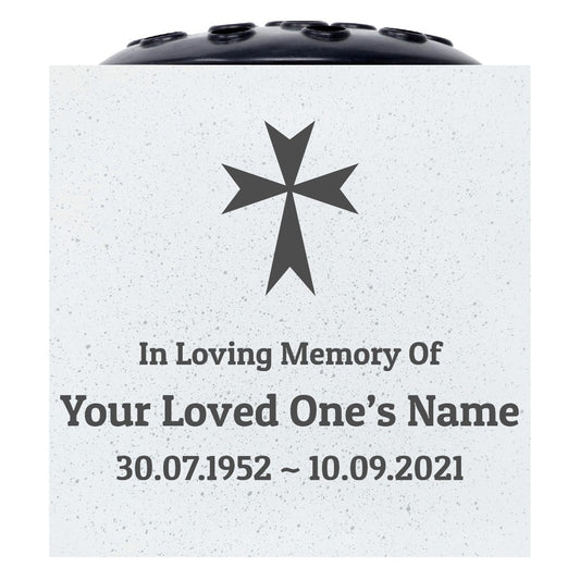 Personalised Engraved In Loving Memory Cross #5 Grave Memorial Flower Pot Vase