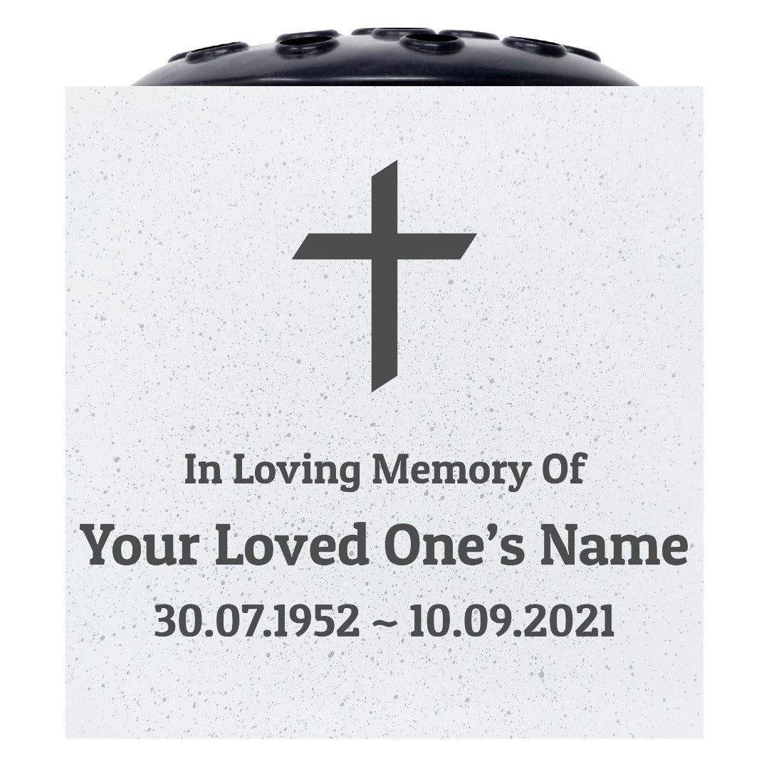 Personalised Engraved In Loving Memory Cross #9 Grave Memorial Flower Pot Vase