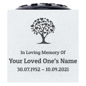 Personalised Engraved In Loving Memory Tree of Love Grave Memorial Flower Pot Vase