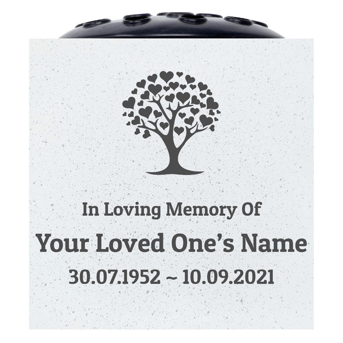 Personalised Engraved In Loving Memory Tree of Love Grave Memorial Flower Pot Vase